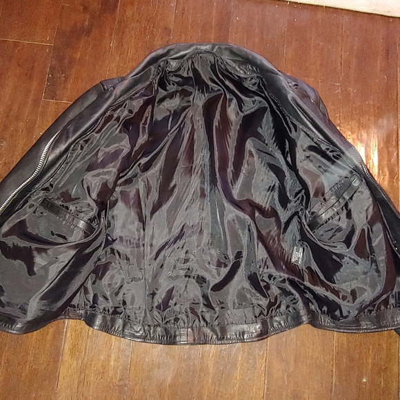 Leather Black Motorcycle Jacket - Picture 4 of 4